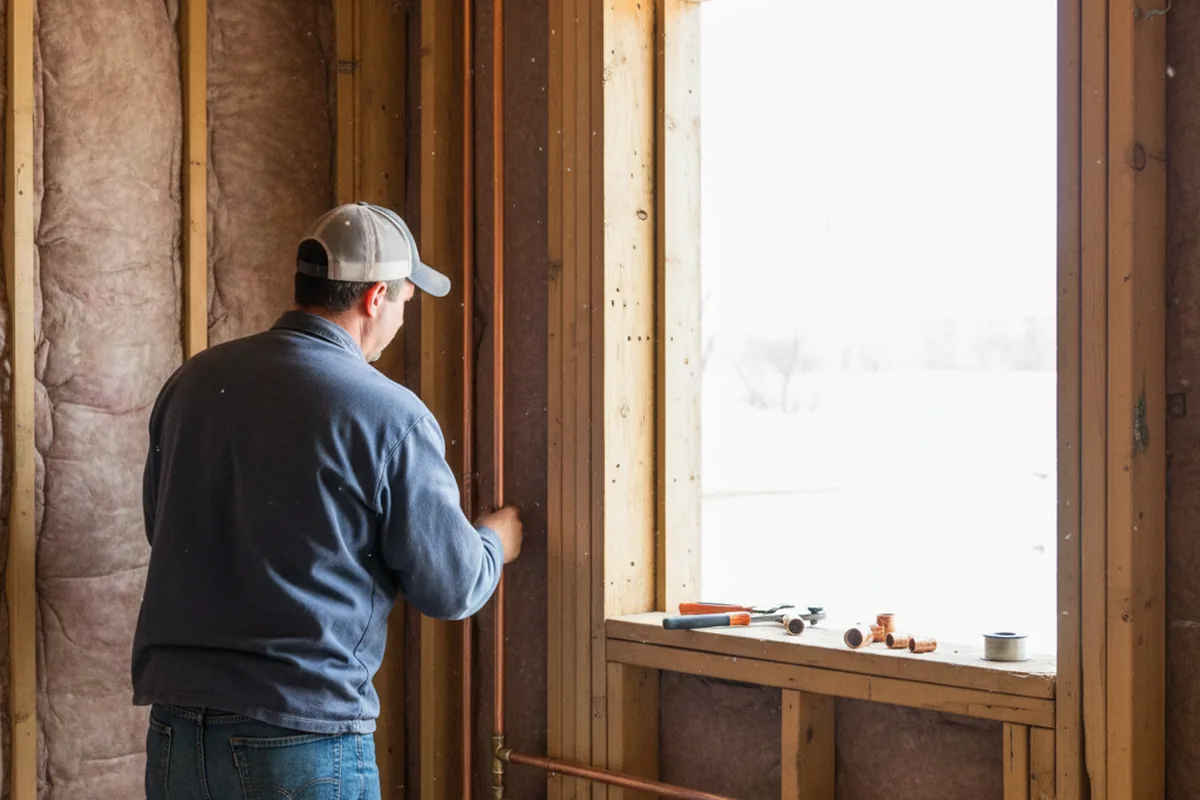 Licensed plumber running new copper supply lines in a Milmine home